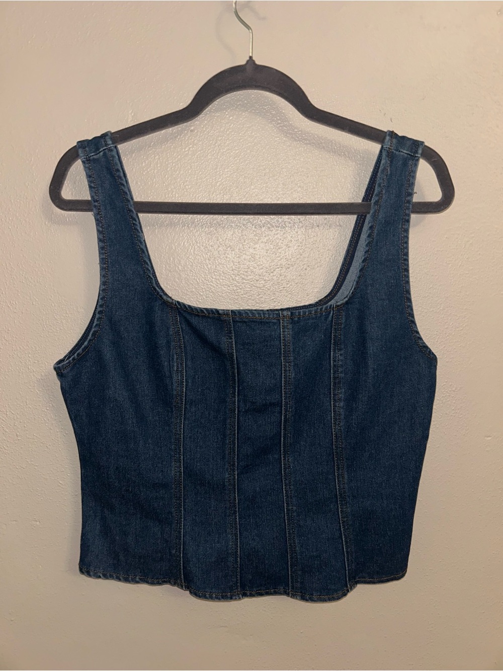 Rachel Zoe Dark Denim Square-Neck Crop Tank